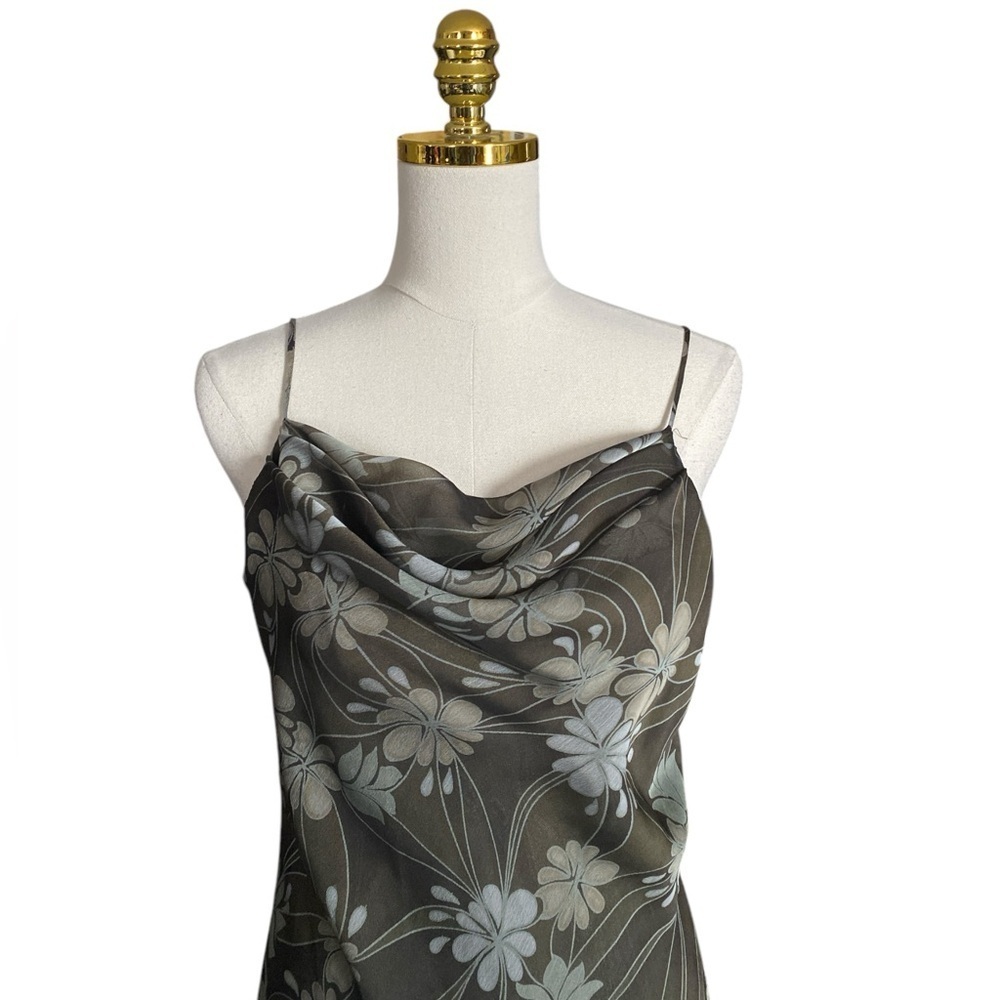 JESSICA HOWARD Cowl Neck Ruffled Floral Y2K Mermaidcore Dress Women Size 12P - Picture 6 of 8